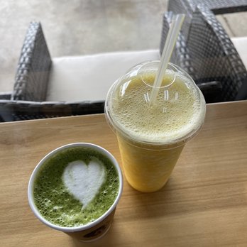Antoinette's Cafe - Orange juice with matcha latte - Coffee & Tea Near Me - Buford, Georgia