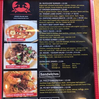 Chason's - Menu - Seafood Near Me - Elk Grove, California