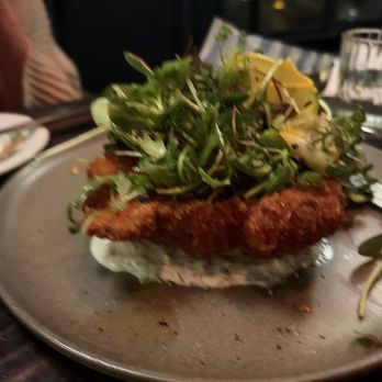 The Anchovy Bar - calabrian spiced chicken leg schnitzel  - perfectly fried with perfect ratio of batter to meat.  Delish! - Seafood Near Me - San Francisco, California