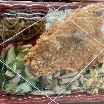 Bento Express - Fried fish bento over lotsa rice & 4 sides: glass noodles, bok choy, mushrooms, egg and pickled radish. Well a balanced meal for $13.25 - Taiwanese Near Me - Sunnyvale, California Bento Express - Fried fish bento over lotsa rice & 4 sides: glass noodles, bok choy, mushrooms, egg and pickled radish. Well a balanced meal for $13.25 - Taiwanese Near Me - Sunnyvale, California