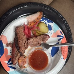 Sampler of brisket ,turkey and jap sausage  Great !  All of it !