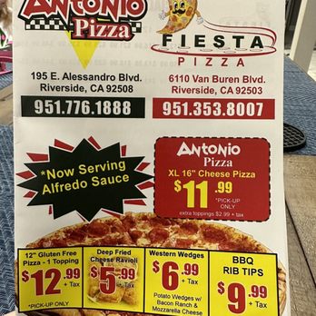 Antonio Pizza - Menu - Pizza Near Me - Riverside, California