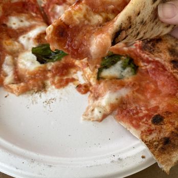Ciao Bella Mobile Pizzeria - Margherita; authentic thin crust, perfect woo fire char but not burned - Pizza Near Me