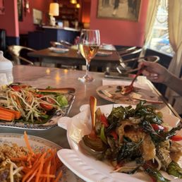 Pad thai , spicy fish Pad thai , spicy fish