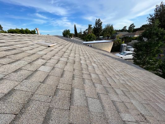 Re-Roof Asphalt Shingles - This re-roof was more than just new shingles and torch down, after doing a full inspection of the home, the home did not have any attic air intakes located at the gables. We installed all new OSB radiant barrier plywood across the entire roof and also 5 air intakes to make this roof as efficient as possible! Re-Roof Asphalt Shingles - This re-roof was more than just new shingles and torch down, after doing a full inspection of the home, the home did not have any attic air intakes located at the gables. We installed all new OSB radiant barrier plywood across the entire roof and also 5 air intakes to make this roof as efficient as possible!