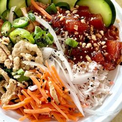 PB Poke House Oceanside - 51/50 bowl with toppings - so great!
