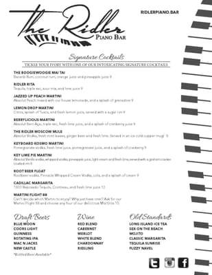 Menu photo 2 The Ridler Piano Bar Spokane, WA Menu photo 2 The Ridler Piano Bar Spokane, WA