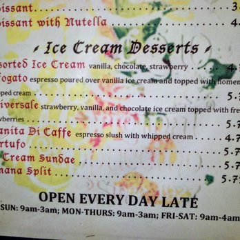 Caffe Reggio - Ice Cream Desserts menu - Italian Near Me - New York, New York Caffe Reggio - Ice Cream Desserts menu - Italian Near Me - New York, New York
