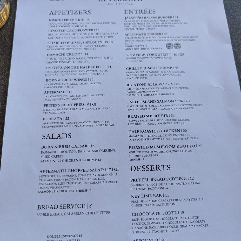 Aftermath Kitchen & Bar - Menu - New American Near Me - Phoenix, Arizona Aftermath Kitchen & Bar - Menu - New American Near Me - Phoenix, Arizona