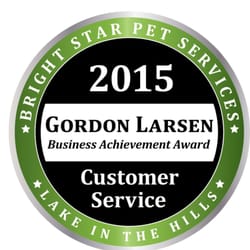 Bright Star Pet Services - Winner of the 2015 customer service award for Lake in the Hills, Illinois.