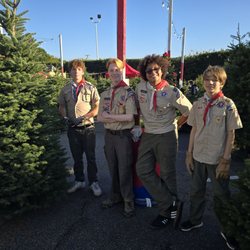 Troop 2 Santa Monica Boy Scouts of America - Christmas Tree Lot - Happy Scouts helping