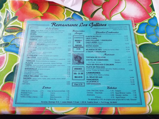 Menu photo 7 Los Gallitos Fort Bragg, CA