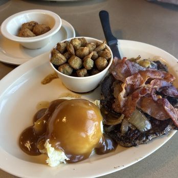The Cup Diner - The liver and onions with fried okra and mash potatoes with brown gravy. - Diners Near Me - Saint Cloud, Florida