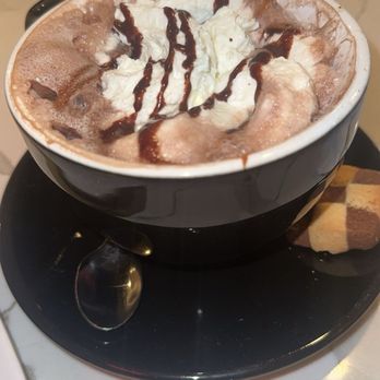 Euro Caffe - Hot chocolate with shortbread cookie - Coffee & Tea Near Me - Orange, California