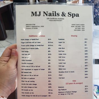 MJ Nails & Spa - Menu - Nail Salons Near Me - Fontana, California MJ Nails & Spa - Menu - Nail Salons Near Me - Fontana, California