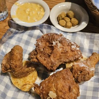Cracker Barrel Old Country Store - Honey fried chicken with mac n cheese and fried okra - American Near Me - Tewksbury, Massachusetts