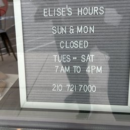 Exterior outside entrance of Elise Cuisine - Hours - San Antonio, Texas Exterior outside entrance of Elise Cuisine - Hours - San Antonio, Texas