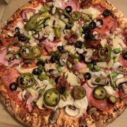 The Patriot Pizza without tomatoes, sausage, or ground beef The Patriot Pizza without tomatoes, sausage, or ground beef