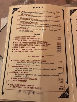 Menu photo 4 A-1 Thai Restaurant West Palm Beach, FL
