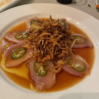 Kabosu - Albacore sashimi with crispy onion - Japanese Near Me - Los Angeles, California Kabosu - Albacore sashimi with crispy onion - Japanese Near Me - Los Angeles, California