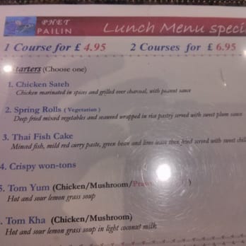 Phetpailin - Phetpailin Lunch menu part 1 - Thai Near Me - Manchester, XGM