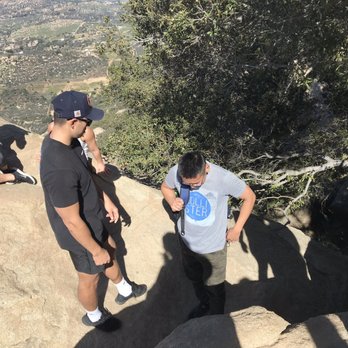 Potato Chip Rock - 1/2019 This is the jump down from the large boulder to Potato Chip Rock. The view isn't showing how big of a drop it really it is. - Hiking Near Me - Poway, California Potato Chip Rock - 1/2019 This is the jump down from the large boulder to Potato Chip Rock. The view isn't showing how big of a drop it really it is. - Hiking Near Me - Poway, California