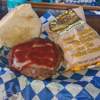 Off the Wall - Double smash burger and chips. - Pizza Near Me - St Croix, Virgin Islands