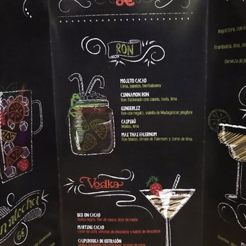 Cacao Restobar - More drink menu. The Cinnamon Ron was VERY tasty! - Mediterranean Near Me - Madrid, M Cacao Restobar - More drink menu. The Cinnamon Ron was VERY tasty! - Mediterranean Near Me - Madrid, M
