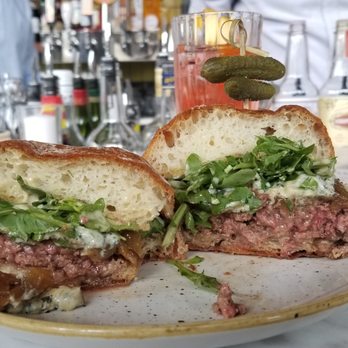 FlintCreek Cattle - Happy Hour Bleu Cheese Burger - New American Near Me - Seattle, Washington