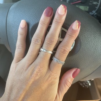 La Villita Nails - First design- matte and gold flakes dip powder nails - Nail Salons Near Me - Irving, Texas La Villita Nails - First design- matte and gold flakes dip powder nails - Nail Salons Near Me - Irving, Texas