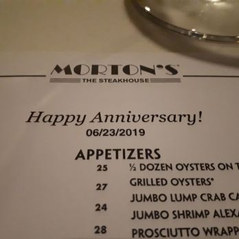 Morton's The Steakhouse - Our custom printed menu, now that is service! And a pleasant surprise - Steakhouses Near Me - Toronto, Ontario Morton's The Steakhouse - Our custom printed menu, now that is service! And a pleasant surprise - Steakhouses Near Me - Toronto, Ontario
