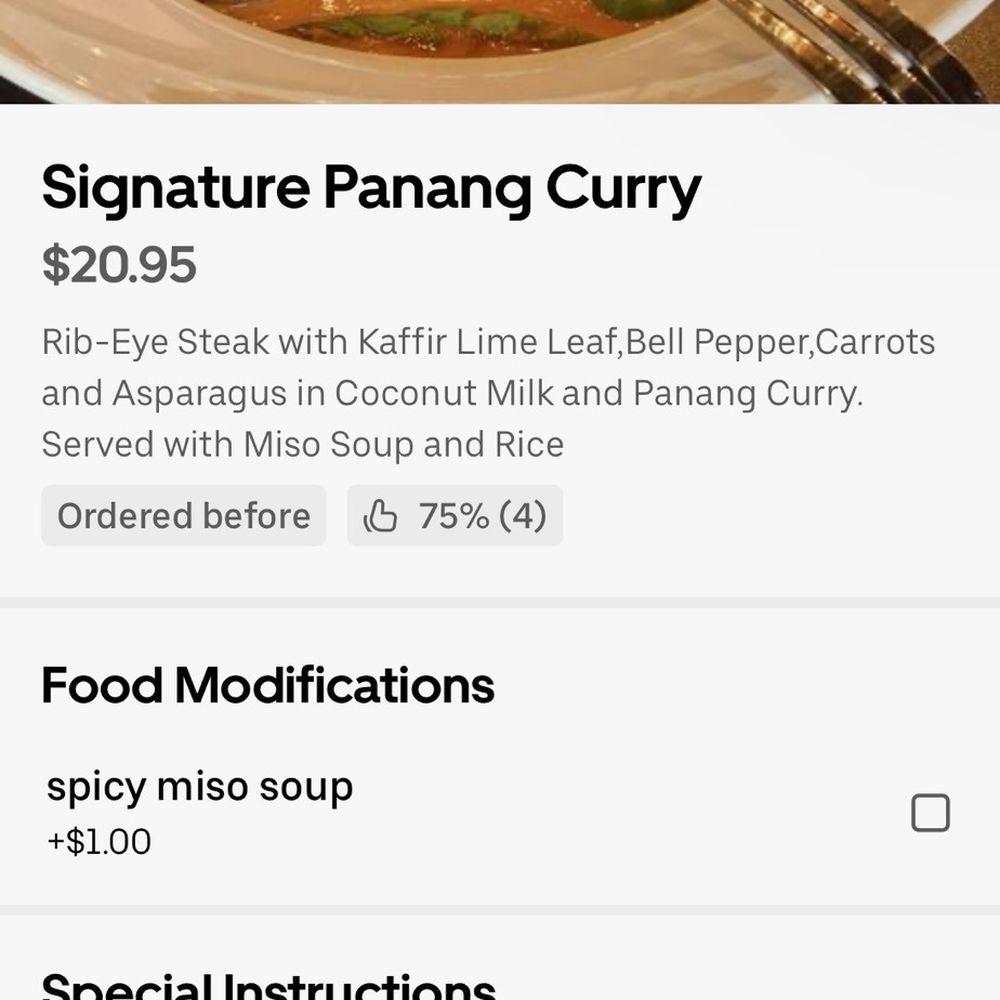 Signature Penang curry - Ribeye not as advertised Signature Penang curry - Ribeye not as advertised