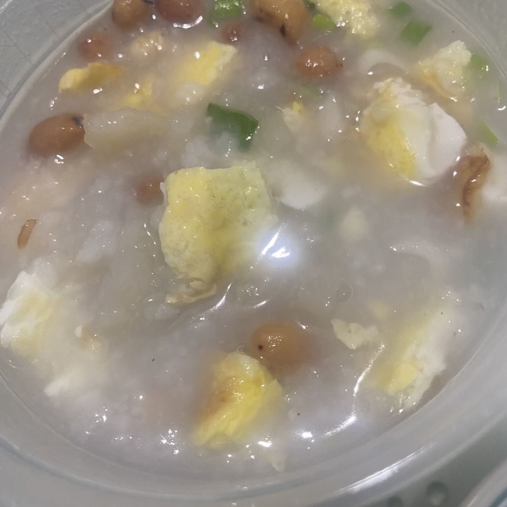 Congee with "dried squid and jellyfish" Congee with "dried squid and jellyfish"
