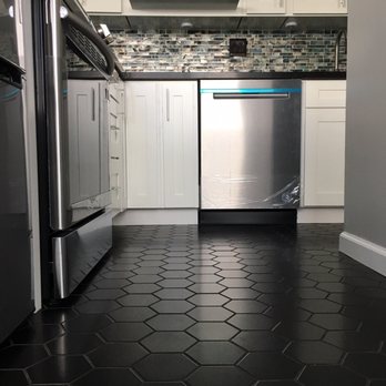 All Things New - Black hexagon tiles throughout kitchen - General Contractors Near Me - Kapolei, Hawaii All Things New - Black hexagon tiles throughout kitchen - General Contractors Near Me - Kapolei, Hawaii