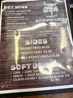 Menu photo 2 Carl Og3 Burger Shop Honolulu, HI