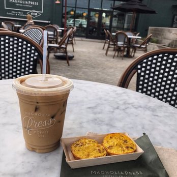 Magnolia Press - Cold Brew with cream and egg bites - Coffee & Tea Near Me - Waco, Texas