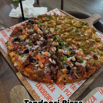 Tandoori Pizza - Combination and butter chicken pizza - Indian Near Me - Clovis, California Tandoori Pizza - Combination and butter chicken pizza - Indian Near Me - Clovis, California
