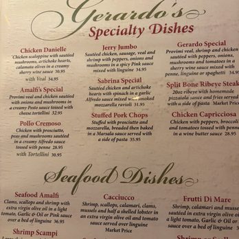 Trattoria Amalfi - Menu house specials. - Italian Near Me - Salem, New Hampshire