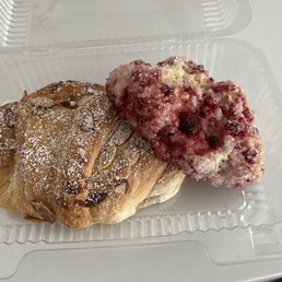 Almond croissant & Raspberry scone Almond croissant & Raspberry scone