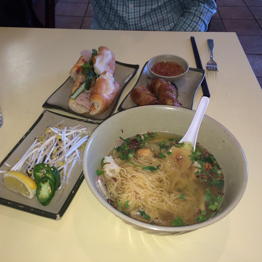 Combo Pho and Banh Mi and Egg Roles