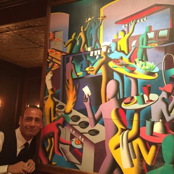 Cafe Fiorello - These paintings are by Kalev Kostabi, a famous Estonian Artist. - Italian Near Me - New York, New York
