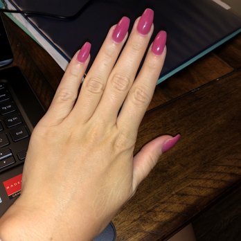 Poppy Nails & Spa - Acrylic nails with gel on top- coffin shape - Nail Salons Near Me - Alexandria, Virginia