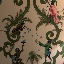 The Oasis Spa - Original wallpaper in powder room. #yesplease #oasisspalakewalesfl