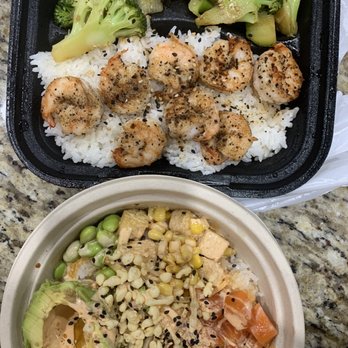 Poke & Hibachi - Above is the Shrimp Hibachi Plate and below is the Build Your Own Pok Bowl - 2 Scoops Proteins (S) where I had tofu and salmon - Poke Near Me - Buford, Georgia Poke & Hibachi - Above is the Shrimp Hibachi Plate and below is the Build Your Own Pok Bowl - 2 Scoops Proteins (S) where I had tofu and salmon - Poke Near Me - Buford, Georgia