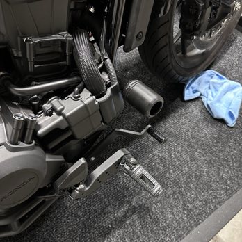 GR Motor Auto Repair - Extended rear breaks controls install with Burly Crash Sliders - Auto Repair Near Me - Gold River, California