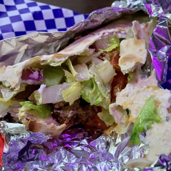 SF Wraps - Gyro Wrap - Beef & Lamb Gyro Meat, Cucumber, Tomato, Spring Mix, Red Onion, and Tzatziki - Mediterranean Near Me - San Francisco, California