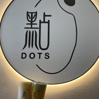 Dots Boba - Illuminated Logo with Mango Sago and Matcha Mango - Bubble Tea Near Me - San Francisco, California Dots Boba - Illuminated Logo with Mango Sago and Matcha Mango - Bubble Tea Near Me - San Francisco, California