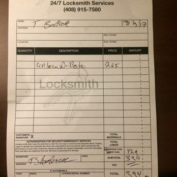 Yms Locksmith - Cost to pick a deadbolt (plus service call around midnight): $394 - Keys & Locksmiths Near Me