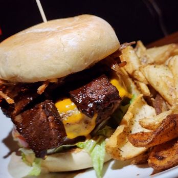Uncle Buck's - Smokehouse Burger! Burger patty topped with cheese, bacon, and smoked brisket! - Sports Bars Near Me - Milwaukee, Wisconsin