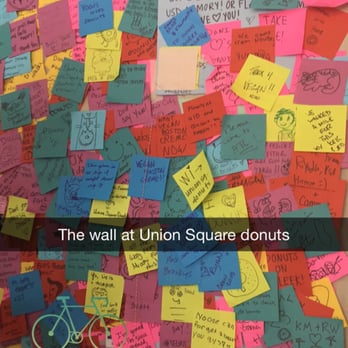 Union Square Donuts - Cute post it message wall in the shop - Donuts Near Me - Somerville, Massachusetts Union Square Donuts - Cute post it message wall in the shop - Donuts Near Me - Somerville, Massachusetts